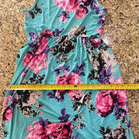 VINTAGE 90’s USA Made Floral Sleeveless Maxi Dress Medium BOHO Fairy Tropical - Picture 16 of 16